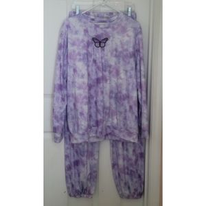 Boutique Purple Tie Dye Lounge PJ Set XL